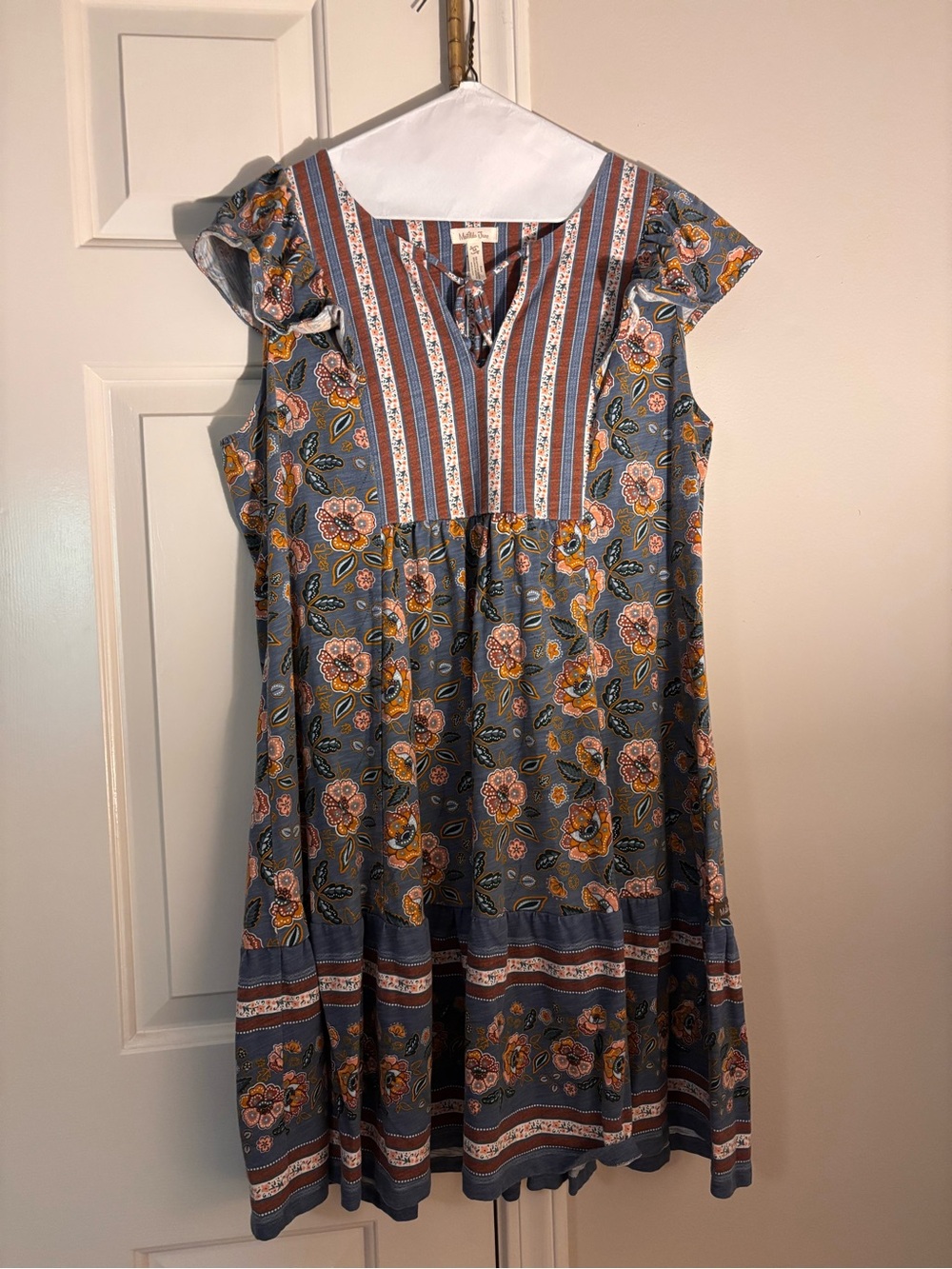 Matilda Jane Blue Floral Stripe Babydoll Dress
